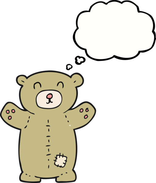 Bir insan tarafından çizilmiş serbest çizim balon karikatür oyuncak ayısı.