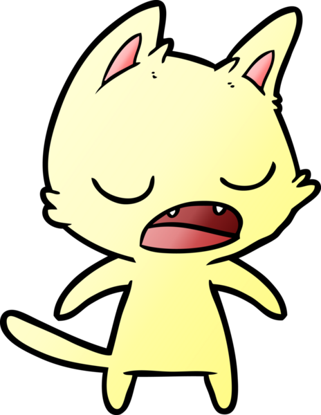 Bir insan tarafından çizilmiş konuşan kedi çizgi filmi.