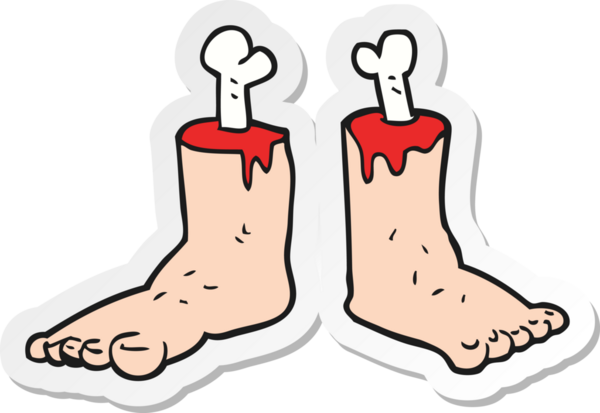 Bir insan tarafından çizilmiş iğrenç, kesilmiş ayak etiketi.