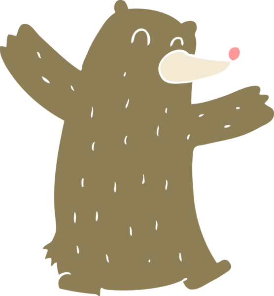 Bir insan tarafından çizilmiş ayının düz renk çizimi