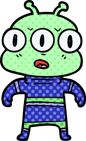 Bir insan tarafından çizilmiş üç gözlü uzaylı çizgi filmi.