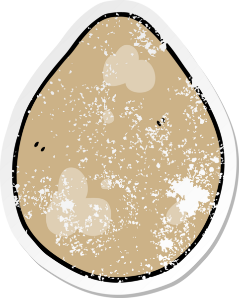 Bir insan tarafından çizilmiş karikatür yumurtasının sıkıntılı etiketi.