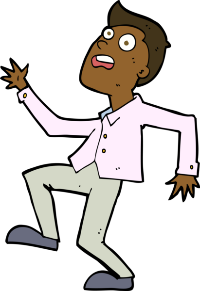 Bir insan tarafından çizilen panikleyen karikatür adamı.