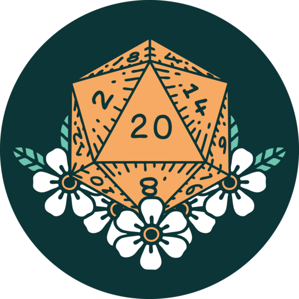 Bir insan tarafından çizilmiş bir d20 'nin ikonik dövme şekli