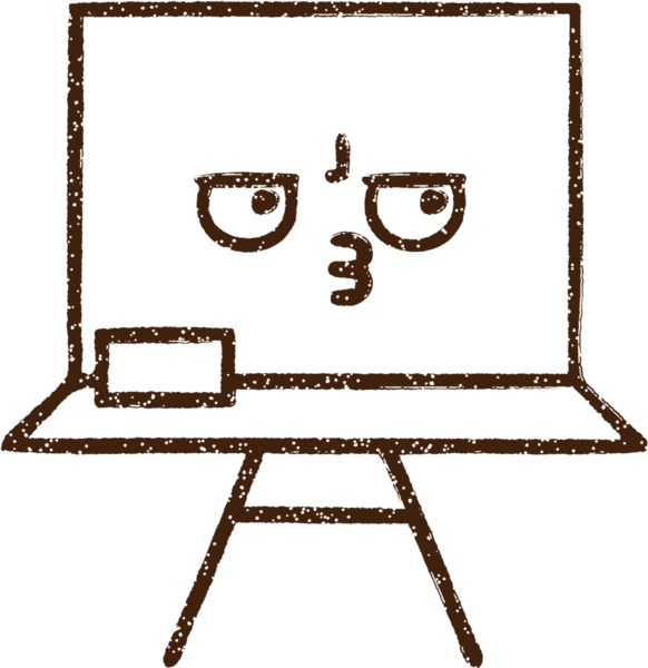 Bir insan tarafından çizilen Okul Beyaztahtası Kömür Çizimi