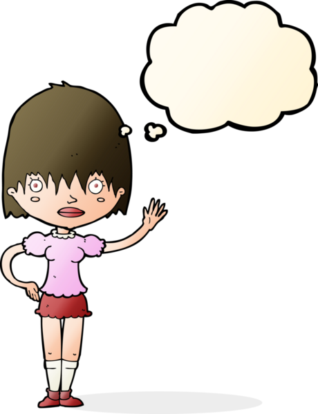 Bir insan tarafından çizilmiş düşünce balonlu bir kadın.