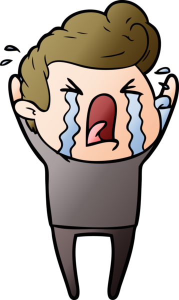 Bir insan tarafından çizilmiş ağlayan bir karikatür.