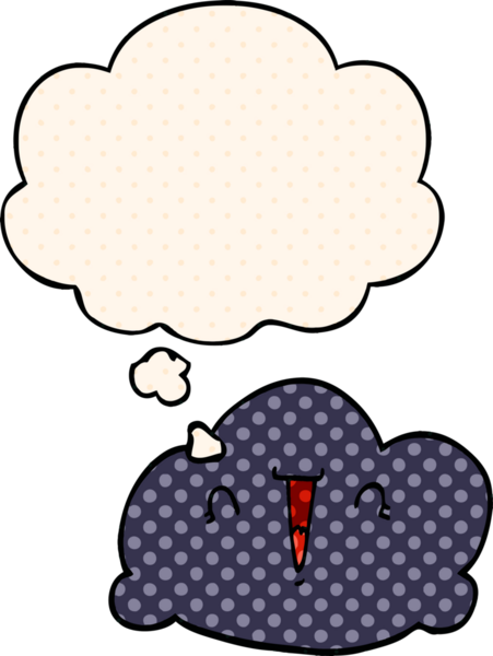 Çizgi roman tarzında bir insan tarafından çizilmiş düşünce baloncuğu olan çizgi film bulutu