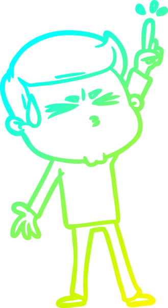 Bir insan tarafından çizilmiş terleyen bir çizgi film karakteri çizimi.