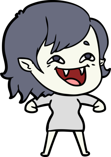 Bir insan tarafından çizilmiş gülen vampir kız çizgi filmi.