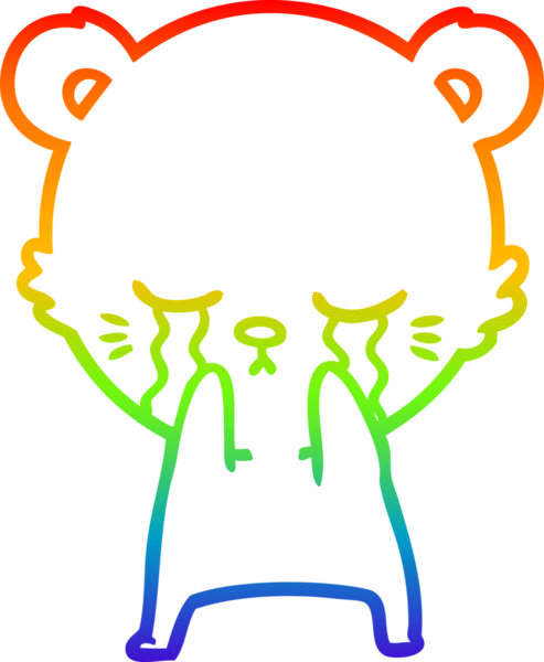 Bir insan tarafından çizilmiş ağlayan çizgi film ayısının çizimi.