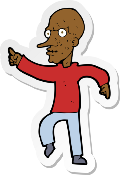 Bir insan tarafından çizilmiş kızgın yaşlı bir adamın çıkartması.