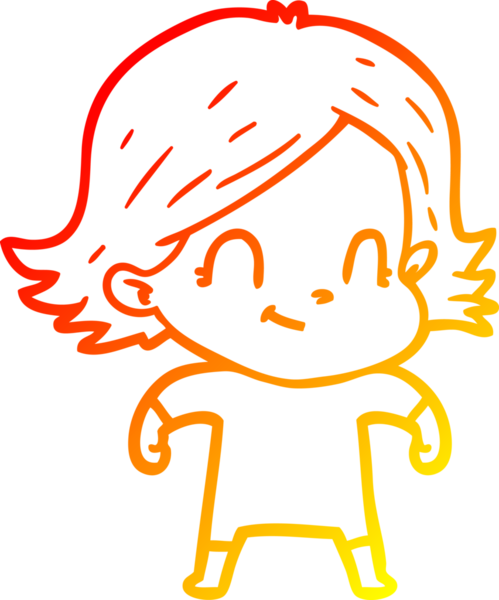 Bir insan tarafından çizilmiş, karikatür dostu bir kız çizimi.