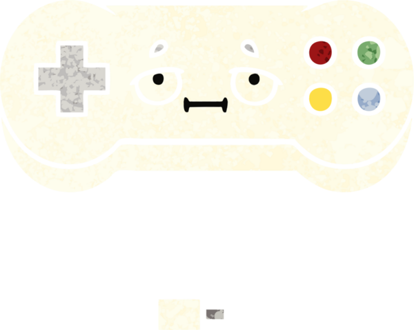 Bir insan tarafından çizilmiş bir oyun denetleyicisinin retro illüstrasyon tarzı karikatürü