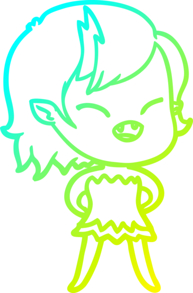 Bir insan tarafından çizilmiş gülen vampir kız çizgi filmi.