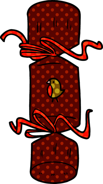 Bir insan tarafından çizilmiş Noel krakeri karikatürü.