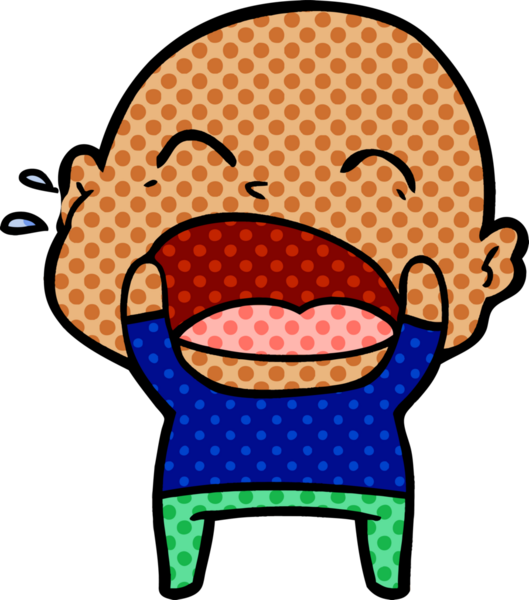 Bir insan tarafından çizilmiş kel adam diye bağıran çizgi film.