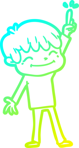 Bir çizgi film karakteri çizen soğuk çizgi bir insan tarafından çizilmiş mutlu çocuk.