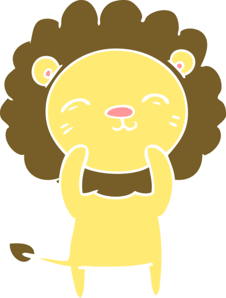 Bir insan tarafından çizilmiş düz renkli çizgi film aslanı