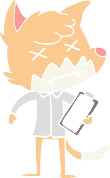 Bir insan tarafından çizilmiş düz renk çizgi film ölü tilki