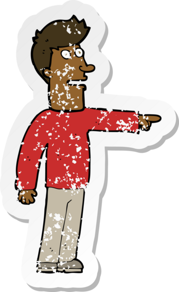 Bir insan tarafından çizilmiş karikatür adamın gerilmiş çıkartması.