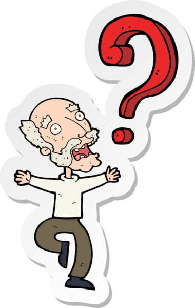 Bir insan tarafından çizilmiş yaşlı bir adamın karikatür çıkartması.