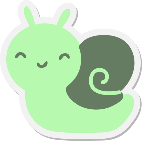 Bir insan tarafından çizilmiş şirin salyangoz çıkartması.