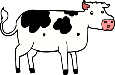 bir insan tarafından çizilmiş çizgi film ineği