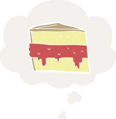 Düşünce baloncuklu çizgi film pastası insan tarafından çizilmiş.