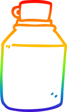 Bir insan tarafından çizilmiş sıcak içecek şişesinin çizgi çizimi.