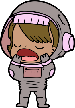 Çizgi film konuşan astronot bir insan tarafından çizilmiş.