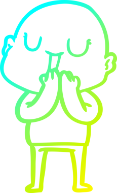 Bir insan tarafından çizilmiş, mutlu, kel bir adamın çizdiği soğuk çizgi.