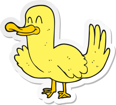 Bir insan tarafından çizilmiş bir ördeğin çıkartması.