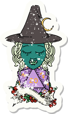 Retro Dövme Biçimi Bir insan tarafından çizilmiş doğal 20 zarlı yarım ork büyücüsü