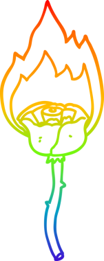 gökkuşağı gradyan çizgi çizimi bir insan tarafından çizilmiş alevli bir gül