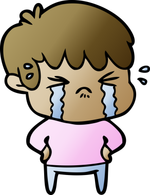 Bir insan tarafından çizilmiş ağlayan çizgi film çocuğu.