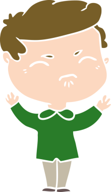 Düz renkli karikatür. Bir insan tarafından çizilmiş.