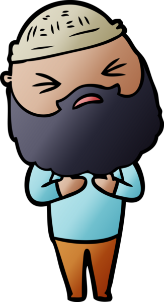 Bir insan tarafından çizilmiş sakallı bir çizgi film adamı.