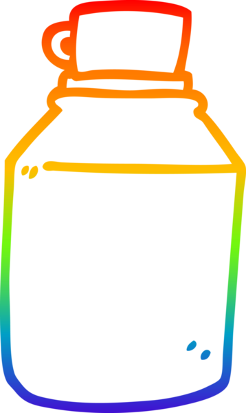 Bir insan tarafından çizilmiş sıcak içecek şişesinin çizgi çizimi.