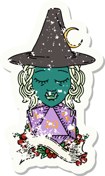 Retro Dövme Biçimi Bir insan tarafından çizilmiş doğal 20 zarlı yarım ork büyücüsü