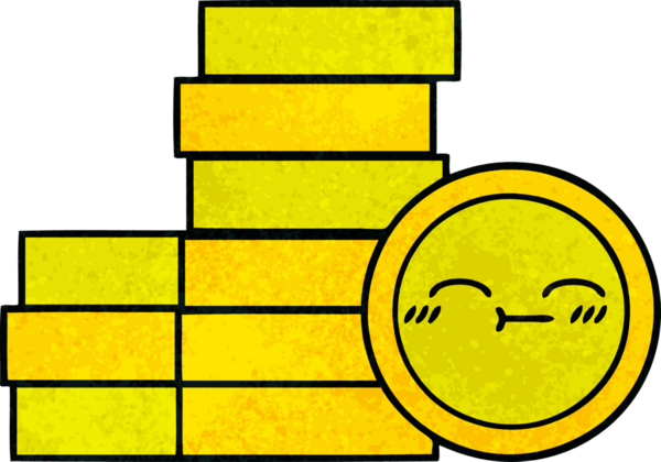 Bir insan tarafından çizilmiş eski grunge desenli bozuk paraların karikatürü