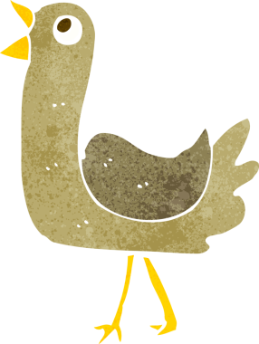 Bir insan tarafından çizilmiş çizgi film kuşu.