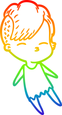 gökkuşağı gradyan çizimi bir çizgi film kızı bir insan tarafından çizilmiş.