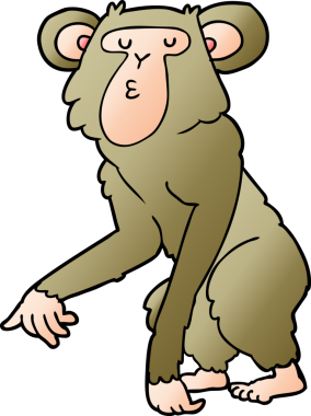 bir insan tarafından çizilmiş şempanze çizgi filmi