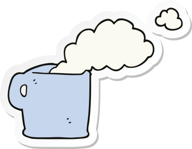 Bir insan tarafından çizilmiş sıcak kahve etiketi.