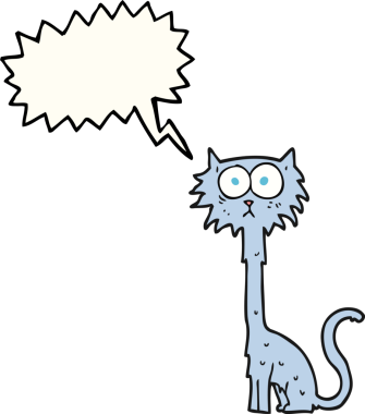 Bir insan tarafından çizilmiş serbest konuşma balonu çizgi film kedisi