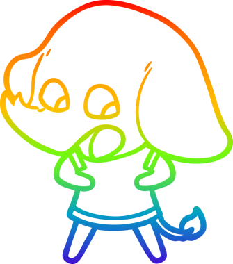 Gökkuşağı gradyan çizgisi bir insan tarafından çizilmiş şirin bir fil çizimi