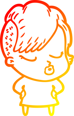 Bir insan tarafından çizilmiş güzel hippi bir çizgi film çizimi.