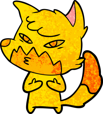 Bir insan tarafından çizilmiş tilki çizgi film karakteri