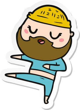 Bir insan tarafından çizilmiş sakallı bir adamın çıkartması.